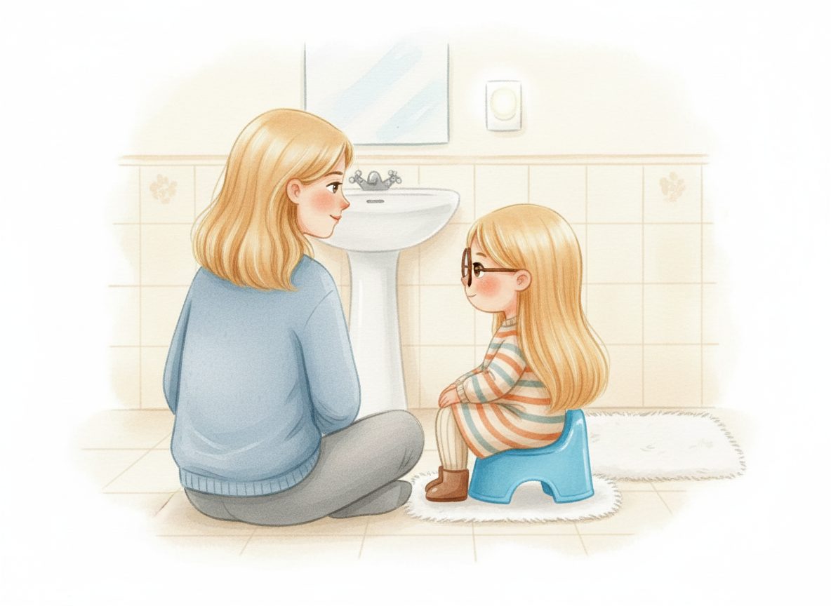 Mom with a soft towel after a small accident: that's okay